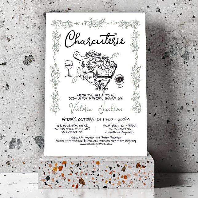 Hand Drawn Charcuterie Board Bridal Shower Invitation (Creator Uploaded)