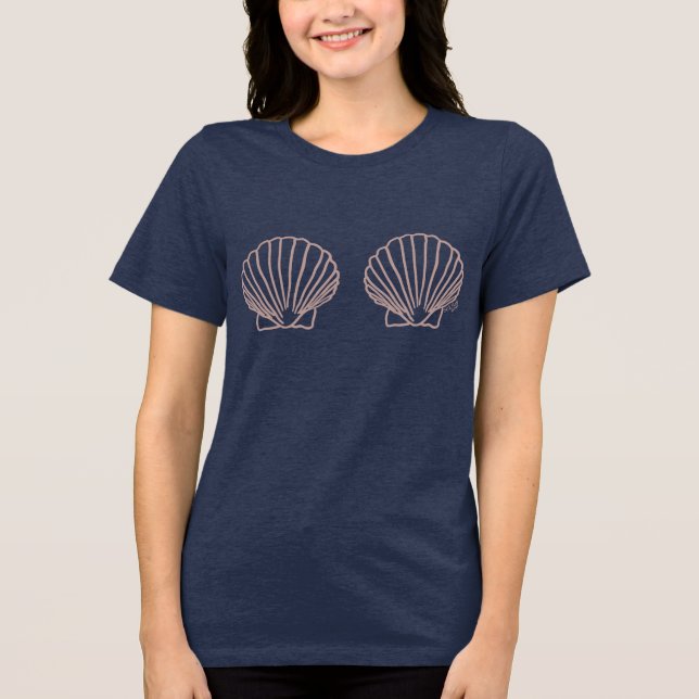 Hand-drawn Cheeky Clam Shells Tri-Blend Shirt (Front)