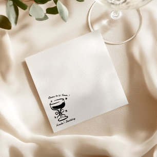 Hand Drawn Cheers Doodle Cocktail Birthday Party  Napkin