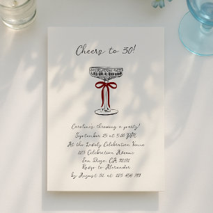 hand drawn cheers to 30, birthday party invitation