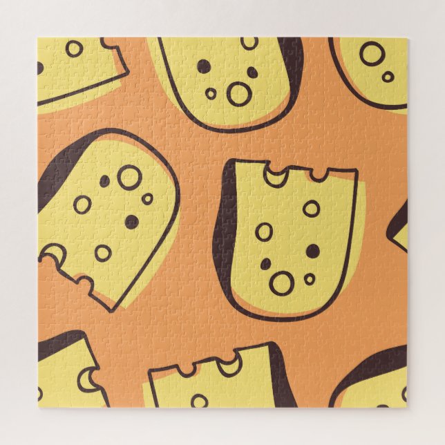 Hand-Drawn Cheese: Artistic Seamless Pattern. Jigsaw Puzzle (Vertical)