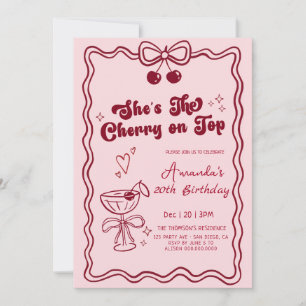 hand-drawn cherry on top birthday invitation