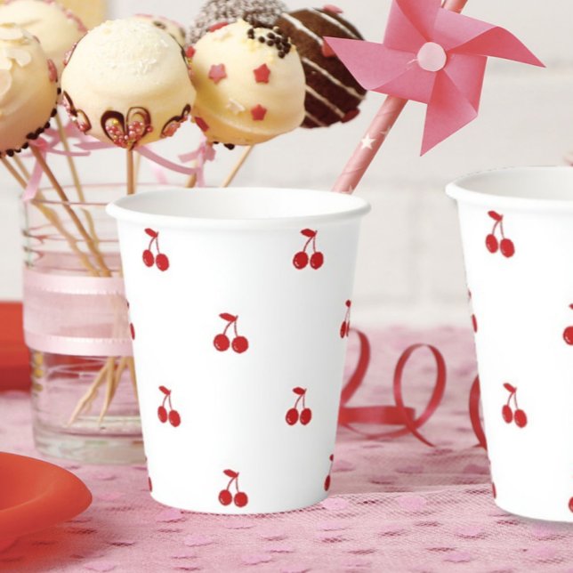 Hand drawn Cherry on top Whimsical Cherry Paper Cups (Creator Uploaded)