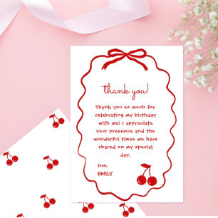 Hand drawn Cherry on Top Whimsical Cherry Thank You Card