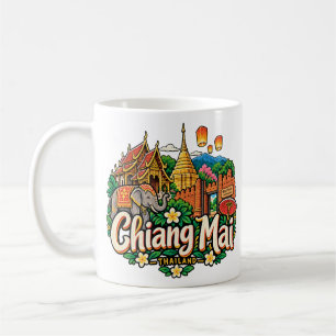 Hand Drawn Chiang Mai Thailand Travel Art Landmark Coffee Mug