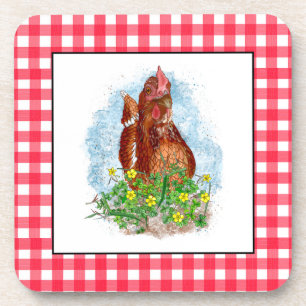 Hand drawn Chicken Art Coaster