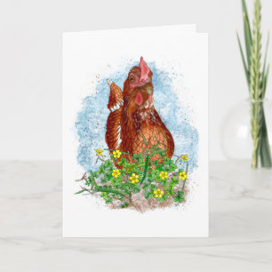 Hand drawn Chicken Art   Happy Birthday Card
