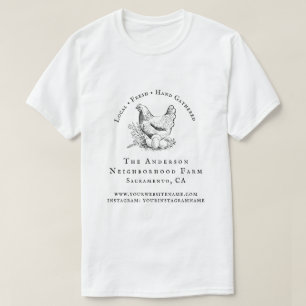 Hand-drawn Chicken Script Family Farm Business T-Shirt
