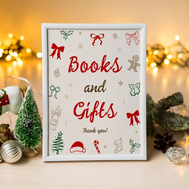 Hand Drawn Christmas Baby Shower Books and Gifts Poster (Creator Uploaded)