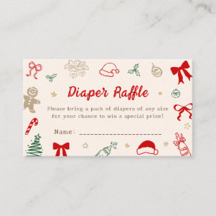Hand Drawn Christmas Baby Shower Diaper Raffle Enclosure Card