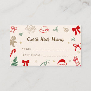 Hand Drawn Christmas Baby Shower Guess How Many Enclosure Card