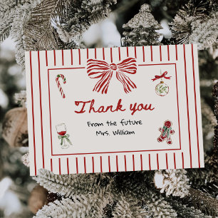 Hand Drawn Christmas Bridal Shower Thank You Card