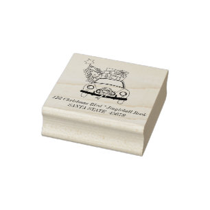 Hand drawn Christmas car return address stamp