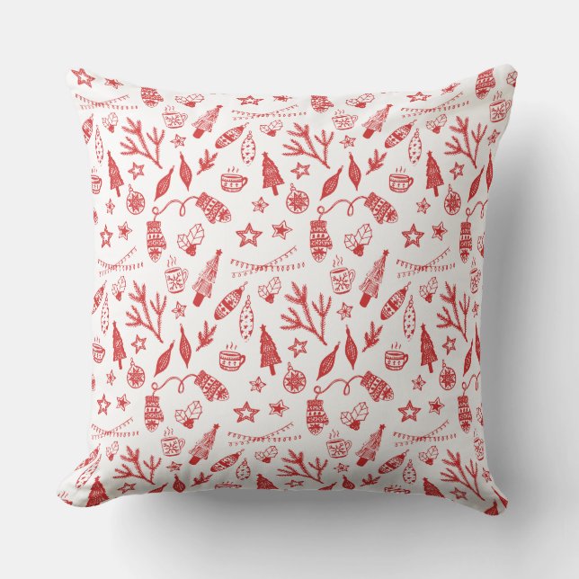 Hand Drawn Christmas Decorations Holiday Set Cushion (Front)
