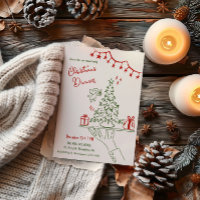 Hand Drawn Christmas Dinner Fancy invitation
