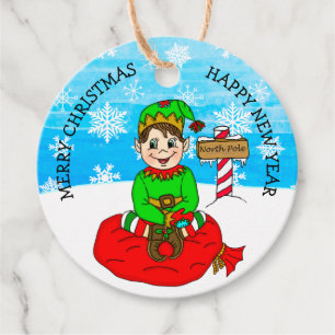 Hand drawn Christmas Elf To and From Gift Tag