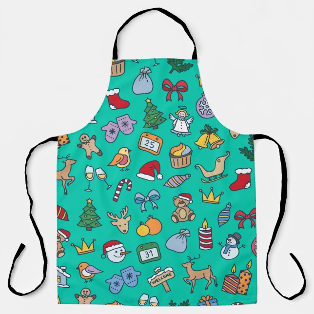 Hand Drawn Christmas: Festive Seamless. Apron (Front)