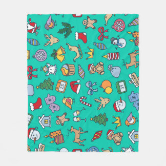 Hand Drawn Christmas: Festive Seamless. Fleece Blanket