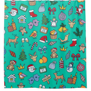 Hand Drawn Christmas: Festive Seamless. Shower Curtain