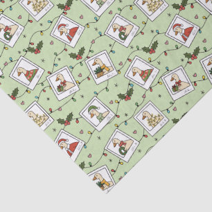 Hand Drawn Christmas Geese Green Tissue Paper