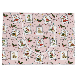 Hand Drawn Christmas Geese Large Gift Bag