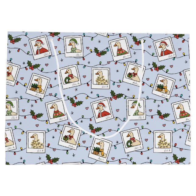 Hand Drawn  Christmas Geese - Large Gift Bag (Back)