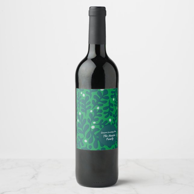 Hand Drawn Christmas Illustration Wine Label (Front)