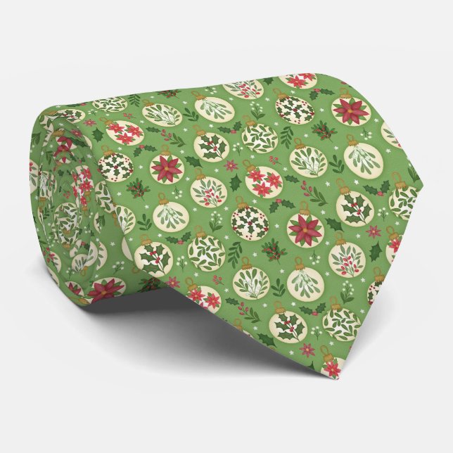 Hand Drawn Christmas Ornaments Neck Tie (Rolled)
