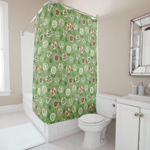 Hand Drawn Christmas Ornaments Shower Curtain