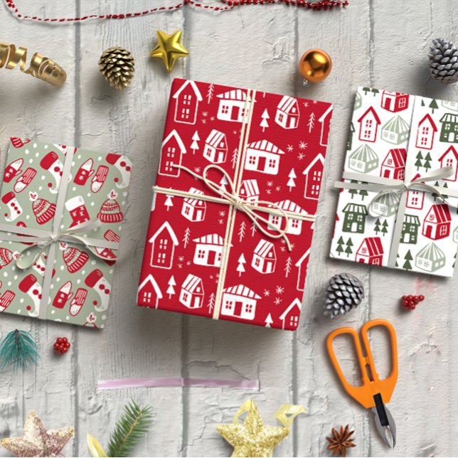 Hand Drawn Christmas set of 3 Wrapping Paper Sheet (Hand Drawn Christmas set of 3 Wrapping Paper Sheet)