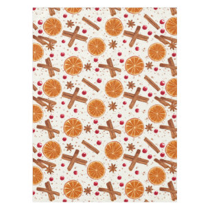 Hand-Drawn Christmas Spices Orange Cinnamon Tablecloth