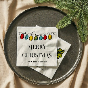 Hand Drawn Christmas String Lights Sketch Napkin