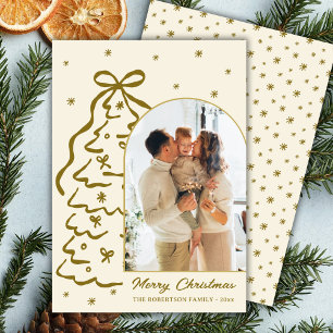 Hand-Drawn Christmas Tree Arch Photo Christmas Holiday Card