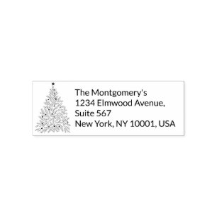 Hand-drawn Christmas Tree Family Holiday Card Self-inking Stamp