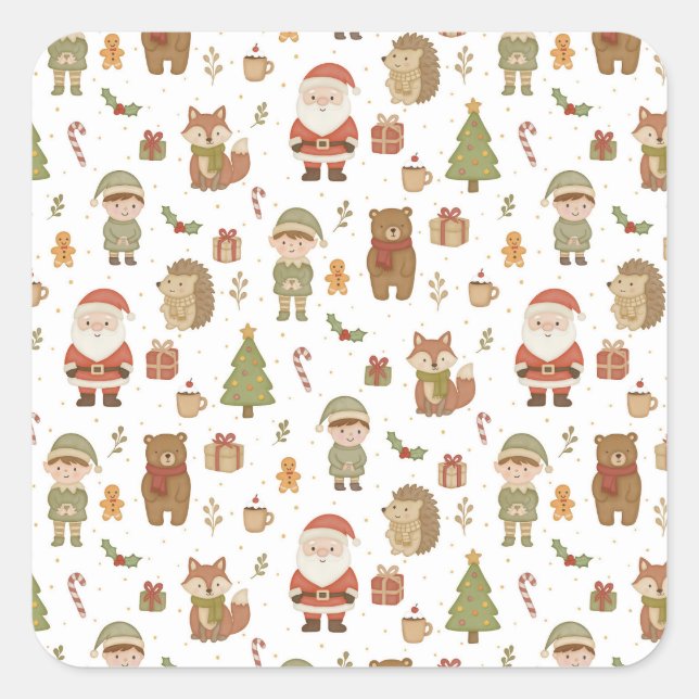 Hand Drawn Christmas Woodland Sticker (Front)