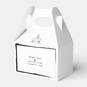 Hand Drawn Church Traditional Whimsical Wedding Favour Box