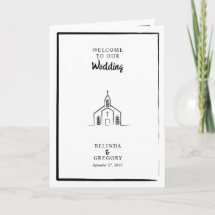 Hand Drawn Church Wedding Order of Service Programme