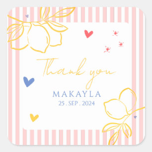 Hand Drawn Ciao Bella Lemon Italian Bridal Shower Square Sticker