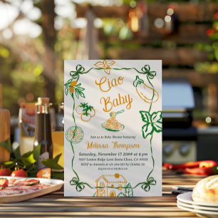 Hand Drawn Ciao Italian Pizza & Pasta Baby Shower Invitation