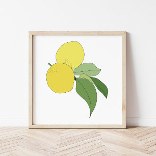 Hand-Drawn Citrus Lemon Branch Kitchen Art Poster