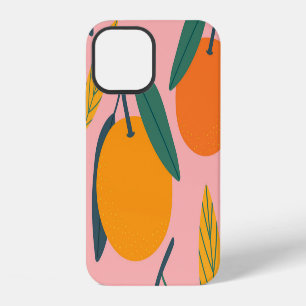 Hand-drawn citrus, seamless mandarin pattern. iPhone 12 case