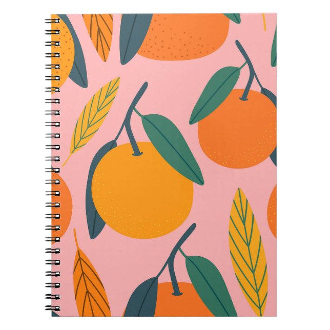 Hand-drawn citrus, seamless mandarin pattern. notebook (Front)