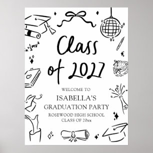 Hand Drawn Class of 2027 Graduation Party Welcome Poster