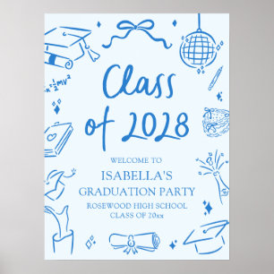 Hand Drawn Class of 2028 Graduation Party Welcome Poster