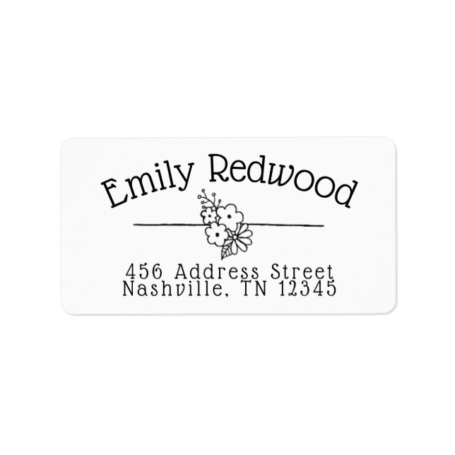 (HAND DRAWN) Classy B&W Floral Address Labels (Front)