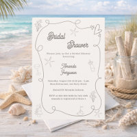 Hand drawn coastal ivory taupe sand Bridal Shower