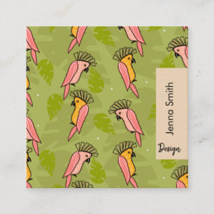 Hand Drawn Cockatoo Oasis Garden Florist Square Business Card