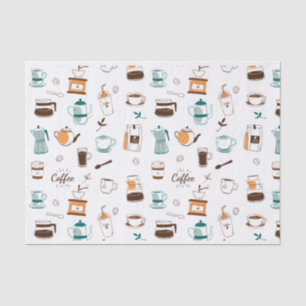 Hand Drawn Coffee and Cafe Pattern Tissue Paper