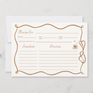 Hand Drawn Coffee Bridal Shower Recipe Card