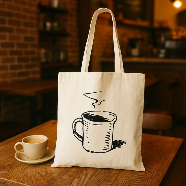 Hand Drawn Coffee Mug Sketch Minimalist Tote Bag (Creator Uploaded)